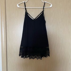 Black Express Tank Top. Lacy bottom